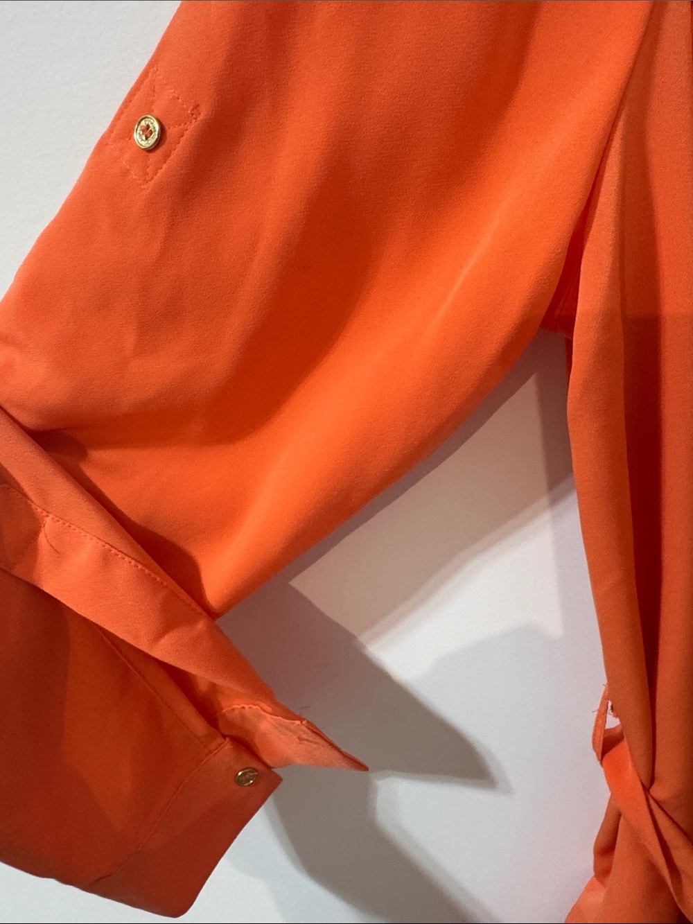 Calvin Klein Orange Long Sleeve Lace-Up Belted Shirt Dress - Size 12 - Picture 4 of 9
